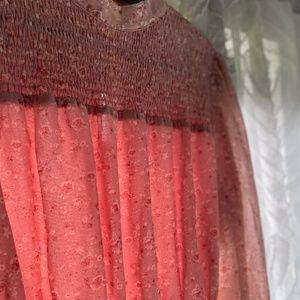 Lush Floral Blush High Neck Long Sleeve Mini Dress